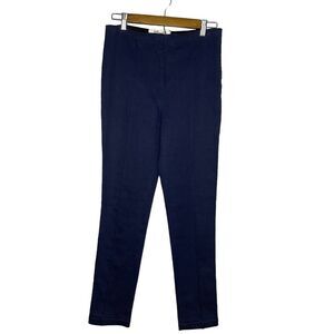 DVF Diane Von Furstenberg  High Rise Straight Linen Pants Navy Blue Size 4